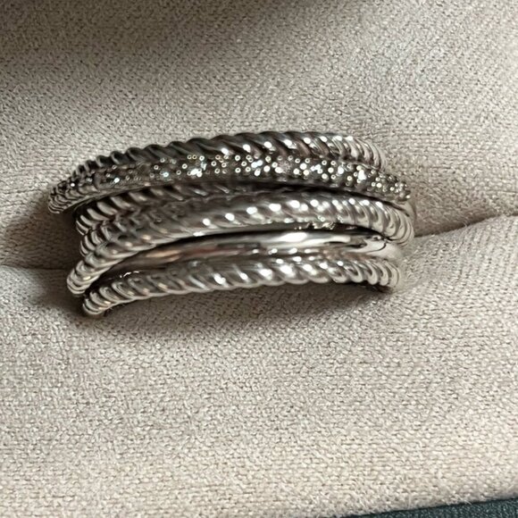 David Yurman crossover ring with diamonds sz 11 - Picture 1 of 4